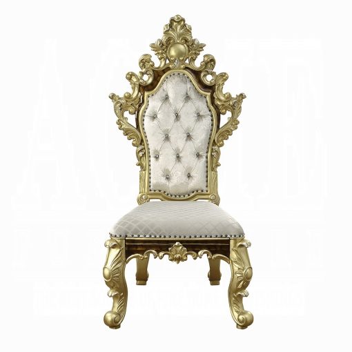 Acme Desiderius Antique Gold & Hand-Painted Brown Side Chair - Set of 2 - Image 3