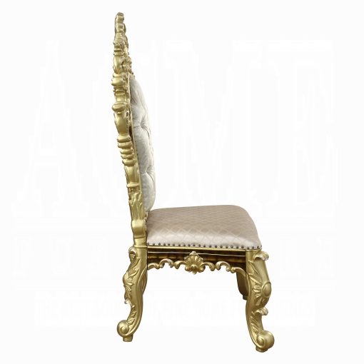 Acme Desiderius Antique Gold & Hand-Painted Brown Side Chair - Set of 2 - Image 4