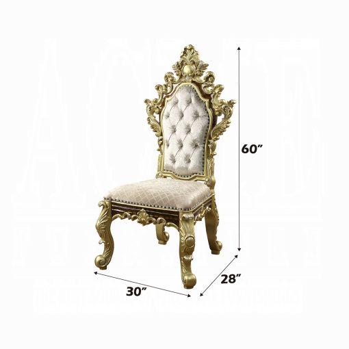 Acme Desiderius Antique Gold & Hand-Painted Brown Side Chair - Set of 2 - Image 6