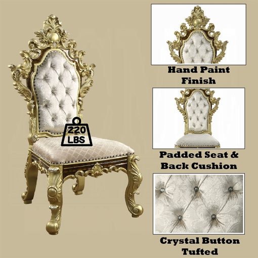 Acme Desiderius Antique Gold & Hand-Painted Brown Side Chair - Set of 2 - Image 7