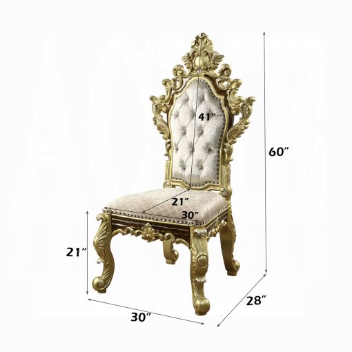 Acme Desiderius Antique Gold & Hand-Painted Brown Side Chair - Set of 2 - Image 11