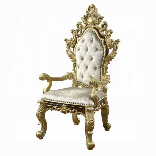 Acme Desiderius Antique Gold & Hand-Painted Brown Arm Chair - Set of 2 - Image 2