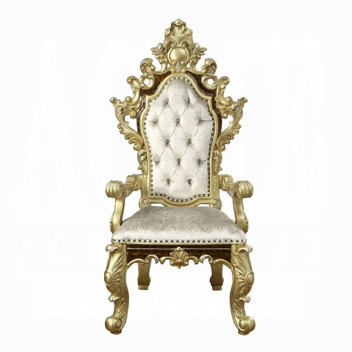 Acme Desiderius Antique Gold & Hand-Painted Brown Arm Chair - Set of 2 - Image 3