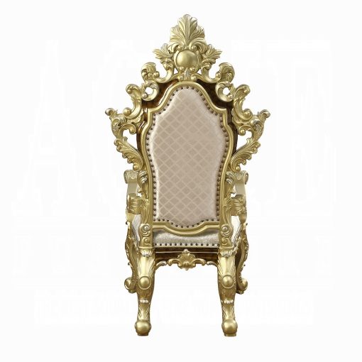 Acme Desiderius Antique Gold & Hand-Painted Brown Arm Chair - Set of 2 - Image 4
