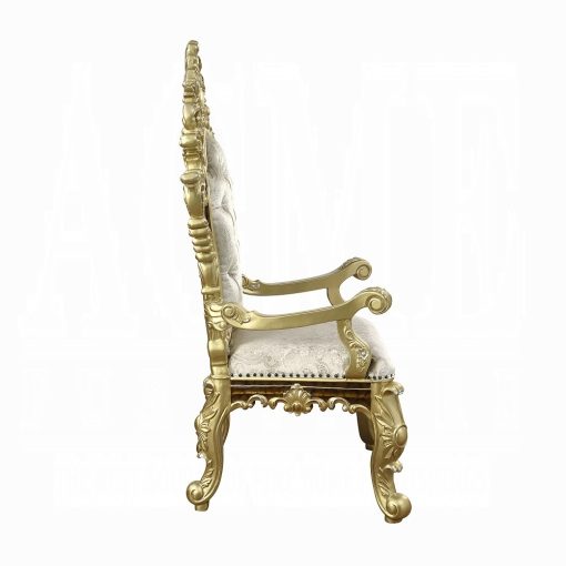 Acme Desiderius Antique Gold & Hand-Painted Brown Arm Chair - Set of 2 - Image 5
