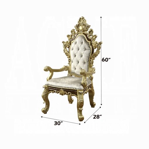 Acme Desiderius Antique Gold & Hand-Painted Brown Arm Chair - Set of 2 - Image 6