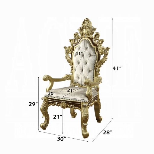 Acme Desiderius Antique Gold & Hand-Painted Brown Arm Chair - Set of 2 - Image 11