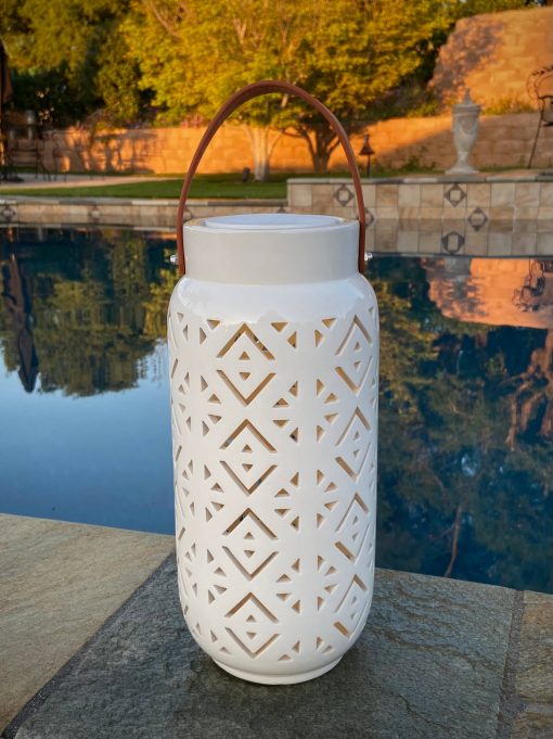 The Light Garden Catalina Geometric Pre-lit Ceramic Lantern - Image 2