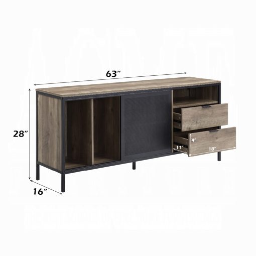Acme Rustic Oak & Black Nantan TV Stand - Image 7