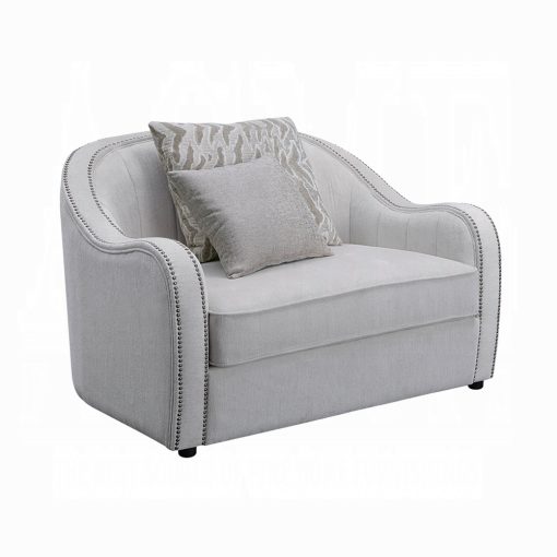 Acme Mahler Beige Linen Chair with 2 Pillows - Image 4