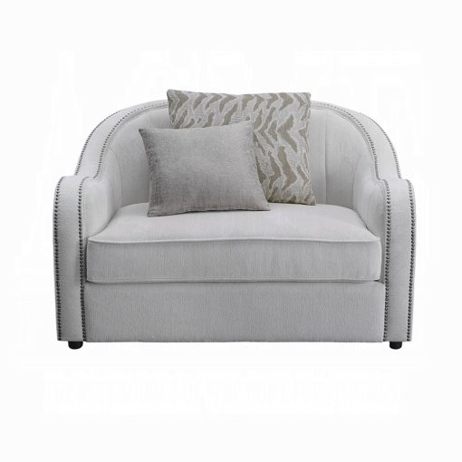 Acme Mahler Beige Linen Chair with 2 Pillows - Image 5