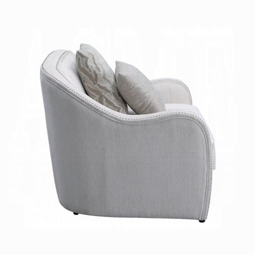 Acme Mahler Beige Linen Chair with 2 Pillows - Image 6