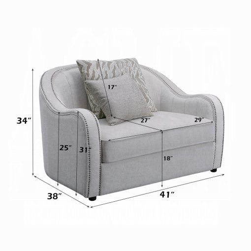 Acme Mahler Beige Linen Chair with 2 Pillows - Image 8