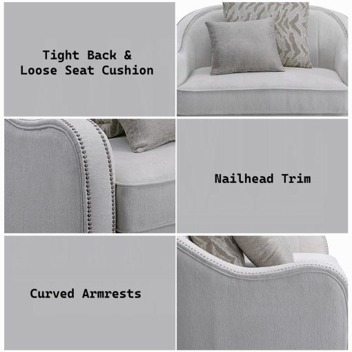 Acme Mahler Beige Linen Chair with 2 Pillows - Image 9