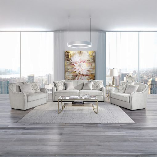 Acme Mahler Beige Linen Chair with 2 Pillows - Image 3