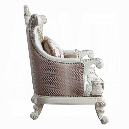 Acme Vanaheim Fabric & Antique White Chair with Pillow - Image 5