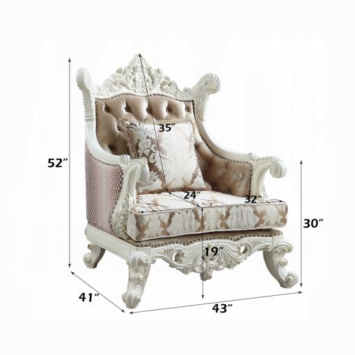 Acme Vanaheim Fabric & Antique White Chair with Pillow - Image 10