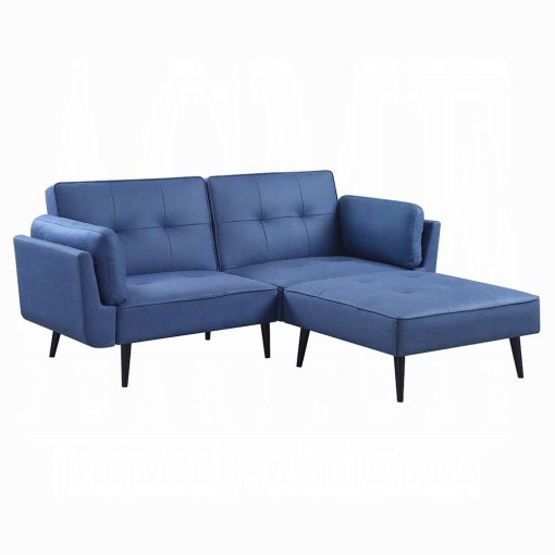 Acme Nafisa Blue Fabric Adjustable Sofa & Ottoman - Image 2