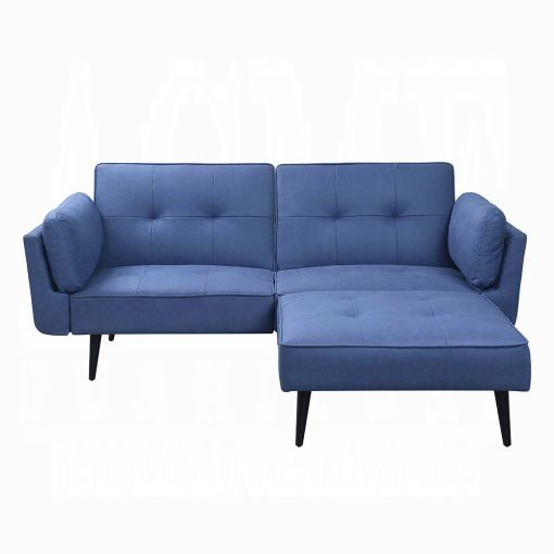 Acme Nafisa Blue Fabric Adjustable Sofa & Ottoman - Image 3