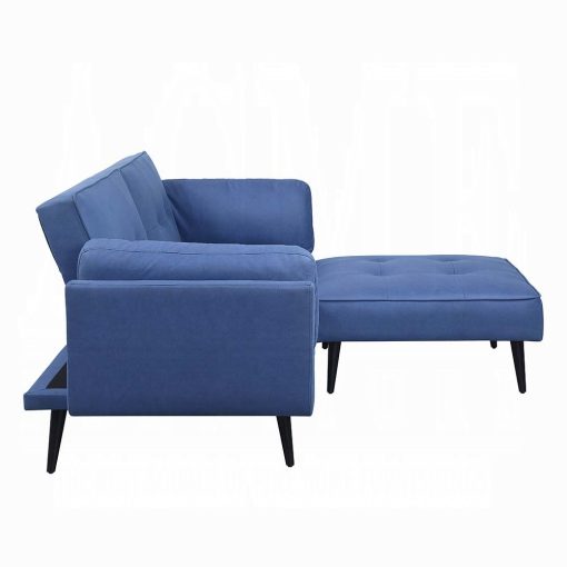 Acme Nafisa Blue Fabric Adjustable Sofa & Ottoman - Image 4