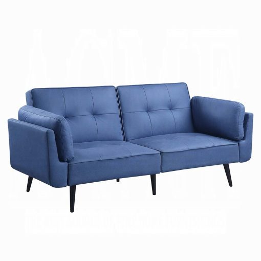 Acme Nafisa Blue Fabric Adjustable Sofa & Ottoman - Image 5