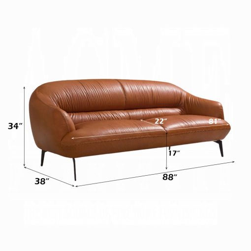 Acme Leonia Cognac Leather Sofa - Image 6