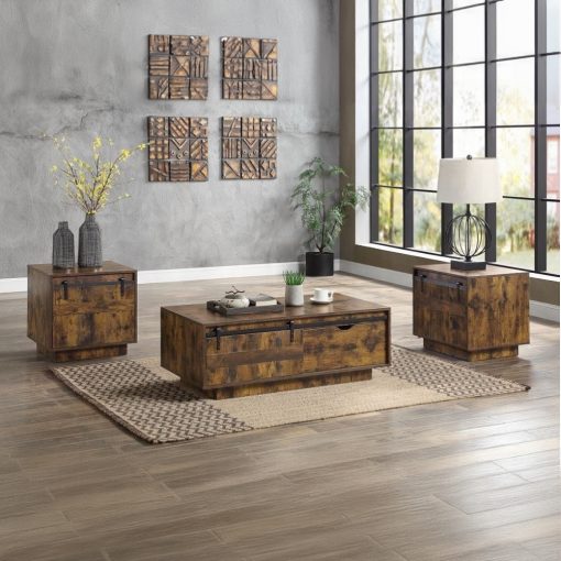 Acme Bellarosa Rustic Oak Coffee Table - Image 6