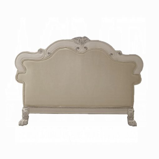 Acme Dresden Synthetic Leather & Bone White Loveseat with 3 Pillows - Image 6