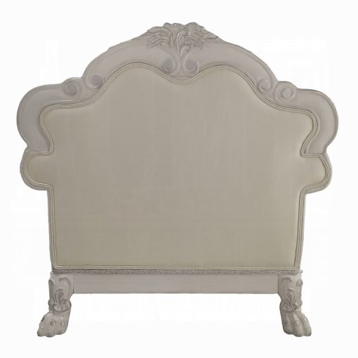 Acme Dresden Synthetic Leather & Bone White Chair with 2 Pillows - Image 6