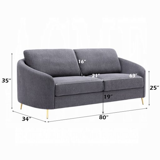 Acme Yuina Gray Linen Sofa - Image 7