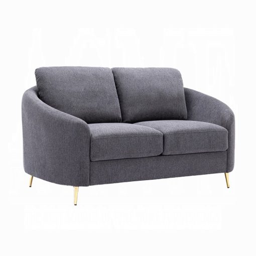 Acme Yuina Gray Linen Loveseat - Image 2