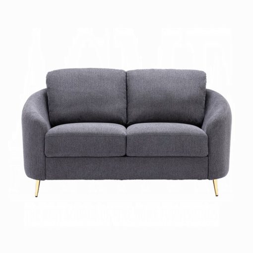Acme Yuina Gray Linen Loveseat - Image 3