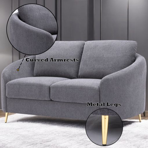 Acme Yuina Gray Linen Loveseat - Image 8