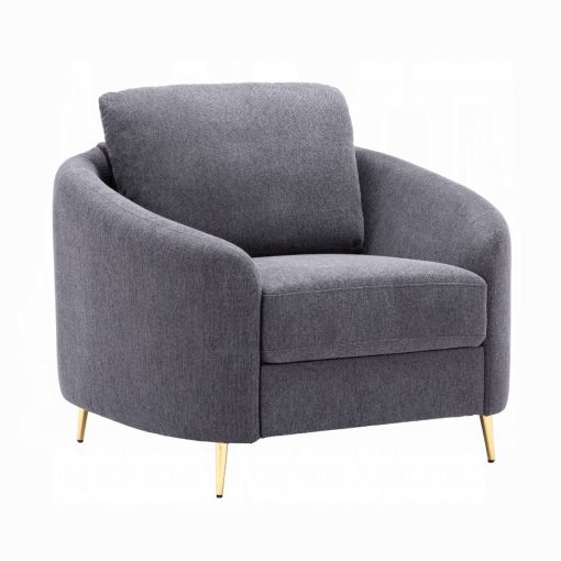 Acme Yuina Gray Linen Chair - Image 2