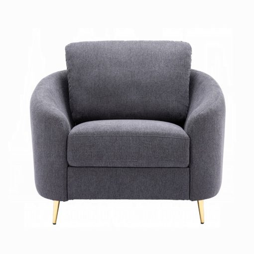 Acme Yuina Gray Linen Chair - Image 3