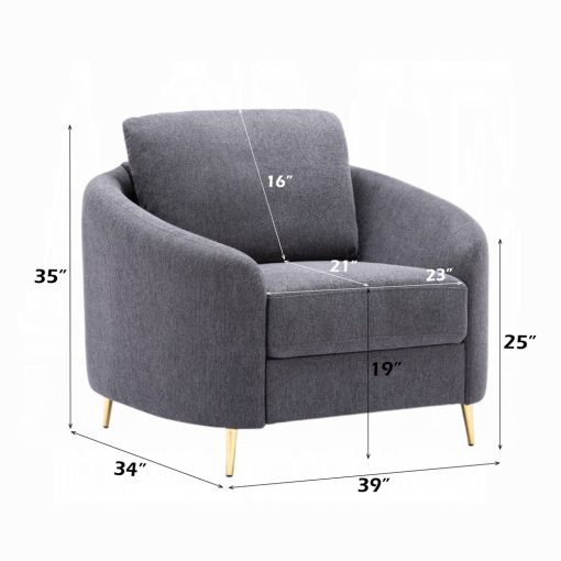 Acme Yuina Gray Linen Chair - Image 7