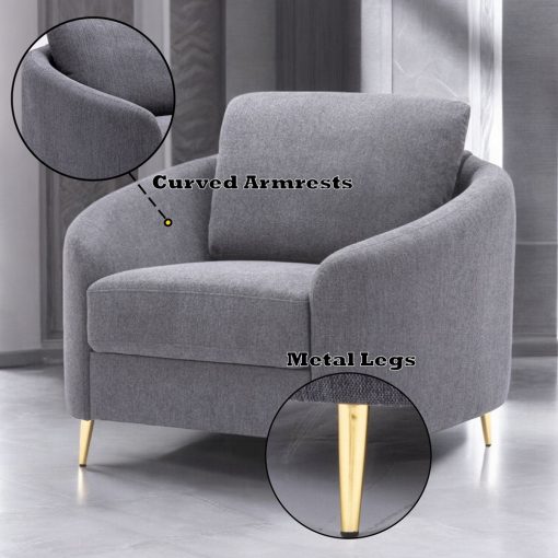 Acme Yuina Gray Linen Chair - Image 8