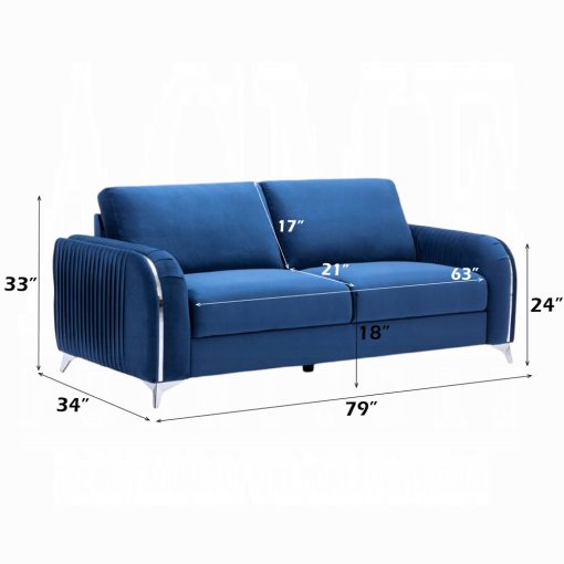 Acme Wenona Blue Velvet Sofa - Image 7