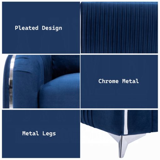 Acme Wenona Blue Velvet Loveseat - Image 8