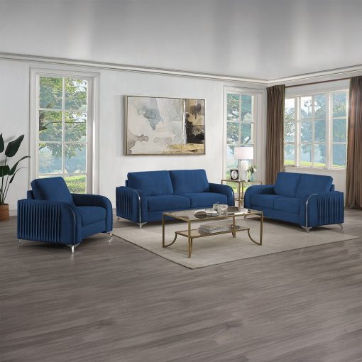 Acme Wenona Blue Velvet Loveseat - Image 9