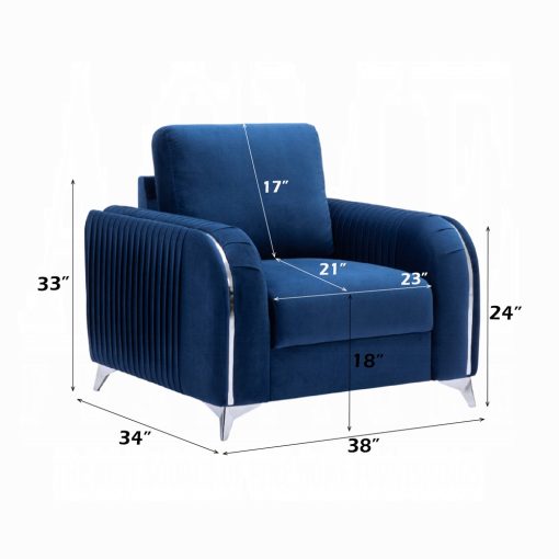 Acme Wenona Blue Velvet Chair - Image 6