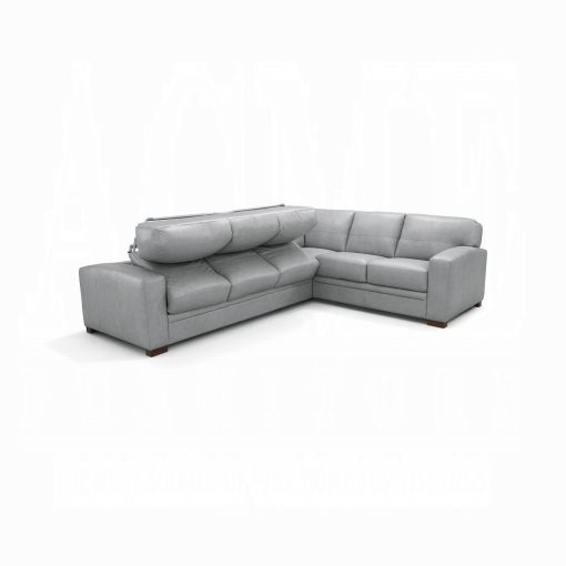 Acme Goma Light Gray Top Grain Leather Sectional Sofa with Sleeper - Image 3