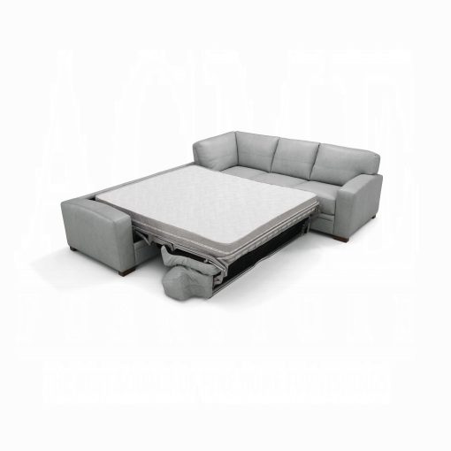 Acme Goma Light Gray Top Grain Leather Sectional Sofa with Sleeper - Image 2