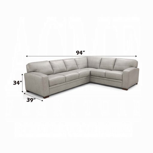 Acme Goma Light Gray Top Grain Leather Sectional Sofa with Sleeper - Image 4