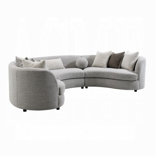 Acme Ivria Gray Boucle Sectional Sofa with 9 Pillows - Image 2