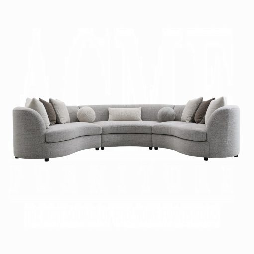 Acme Ivria Gray Boucle Sectional Sofa with 9 Pillows - Image 3