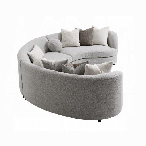 Acme Ivria Gray Boucle Sectional Sofa with 9 Pillows - Image 4
