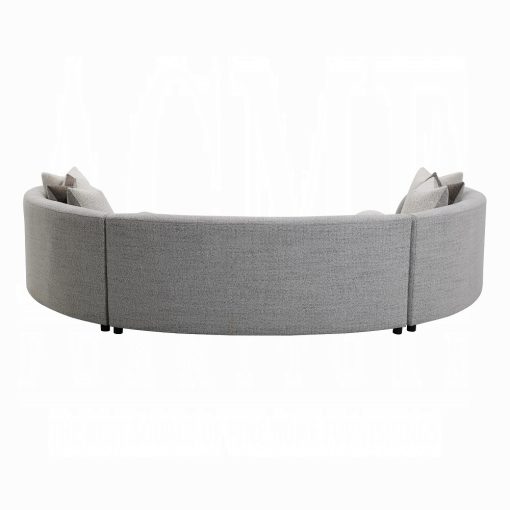 Acme Ivria Gray Boucle Sectional Sofa with 9 Pillows - Image 5