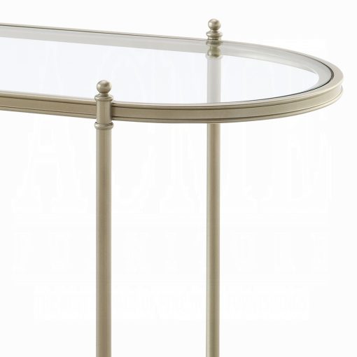 Acme Zaba Glass Top & Champagne Oval Sofa Table - Image 5