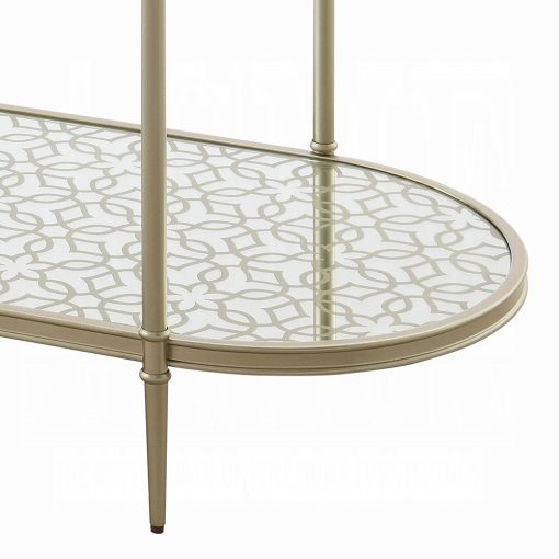 Acme Zaba Glass Top & Champagne Oval Sofa Table - Image 6
